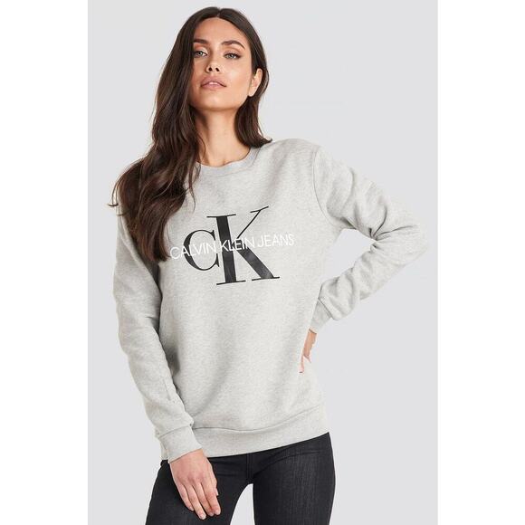 Calvin Klein Monogram Logo Sweatshirt Light Grey Heather Size XXL - Picture 1 of 6